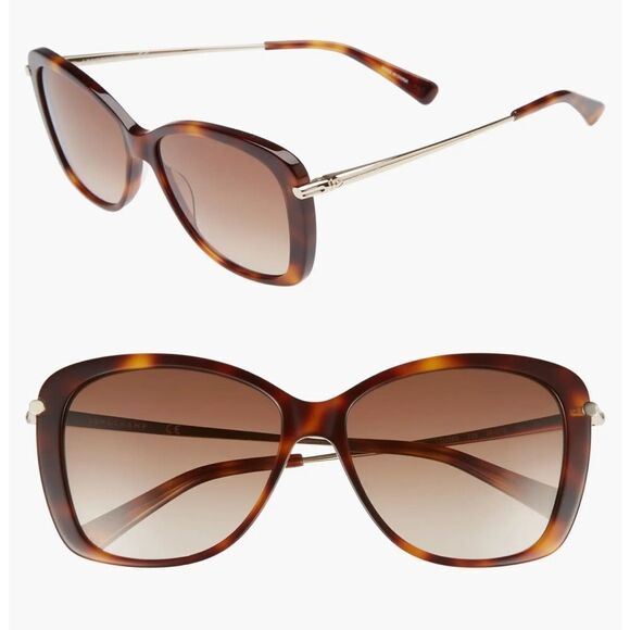 Longchamp 56mm Gradient Lens Butterfly Blonde Havana Sunglasses LO616S(MSRP$175)
